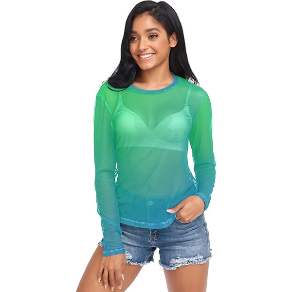 【美品】Edge Gradient Long Sleeve T-shirt Men Gradient Printed T-Shirt Starlight Long Sleeve T Shirts